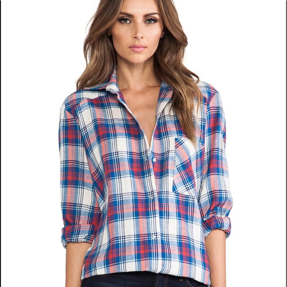 ROSEANNA FRANCE PLAID BUTTON DOWN COTTON